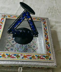 Wooden Meenakari Box &amp; Set Of 3 Candle Stand