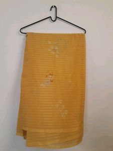 Golden Yellow Floral Print Lightweight Saree