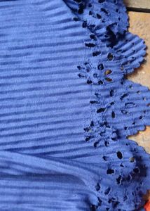 Blue Pleated Palazzo Pants