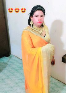 Vibrant Orange & Cream Saree with blouse
