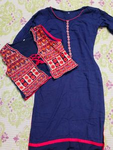 Embroidered Kurta with Waistcoat Set