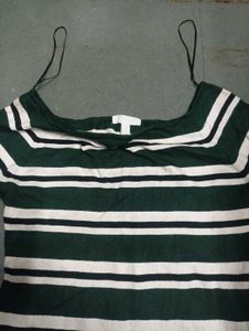 Off-Shoulder Striped Knit Top