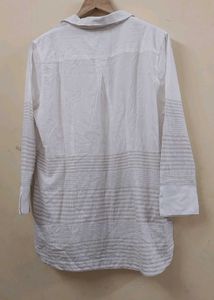 White Striped Collared Tunic Top
