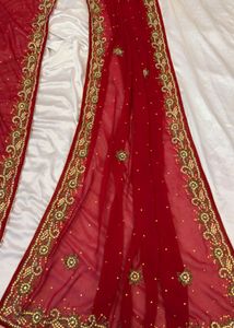 Red Embroidered Georgette Saree