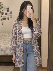 Boho Print Open Front Kimono