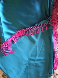 Teal Saree with Pink Blouse