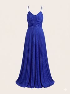 Stunning Royal Blue Pleated Maxi Dress