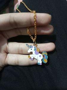 Unicorn Gold Enamel Pendant Aesthetic