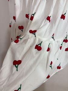 Crochet top with cherry print skirt 🍒