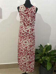 Red Floral Sleeveless Maxi Dress