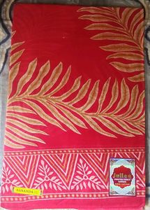 Vibrant Red Printed Pure Cotton Saree