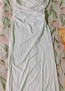 Elegant Ruched White Maxi Dress