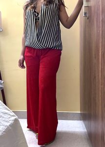 Flowy Red Palazzo Pants