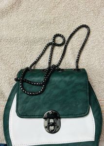 Chic Green & White Crossbody Bag