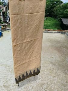 Elegant Beige &amp; Black Woven Saree