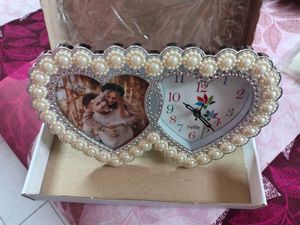 Heart Shaped Photo Frame &amp; Clock