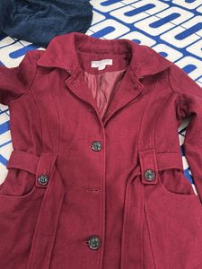 Burgundy belted coat