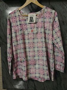 Cute Pink Plaid Long Sleeve Top