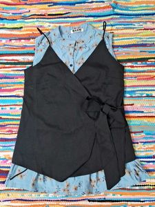 Chic Layered korean top with detachable jacket