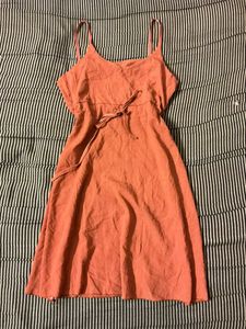 Coral Spaghetti Strap Mini Dress