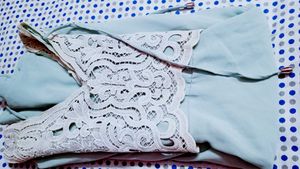 Cute Light Blue Lace Romper