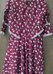 Maroon Geometric Print Gown