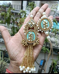 Handmade Kundan & Pearl Rakhi Set
