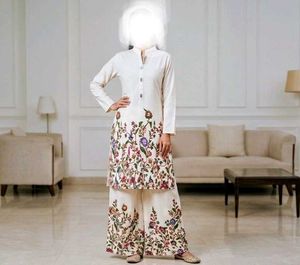Elegant Ivory Kurta & Palazzo Set- Vibrant Floral