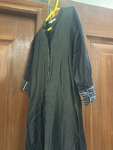 Elegant Black Kurta with Embellished Neckline