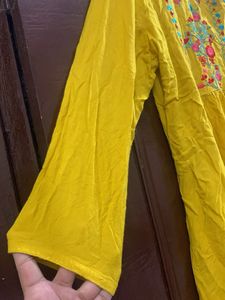 Embroidered Yellow Kurta