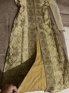 Elegant Gold Embroidered Ethnic Gown