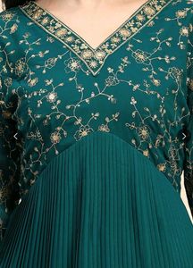 Green embroidered Georgette Kurta set