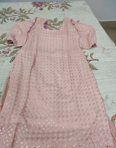 Elegant Pink Sequined Kurta Set