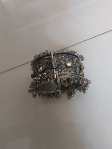 Ornate Silver-Tone Bangle Bracelet