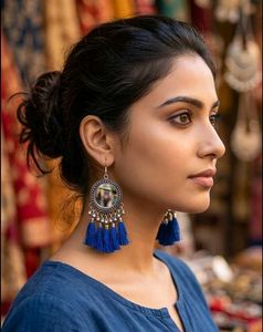 Kutch Mirror Tassel Earrings