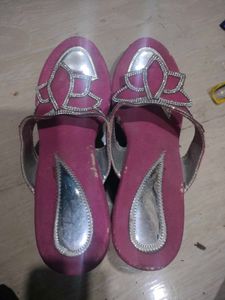 Embellished Fuchsia Flat Sandals