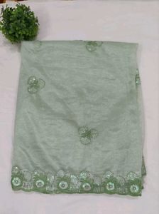 Elegant Mint Green Embroidered Saree