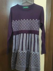 Purple Knit Sweater Dress
