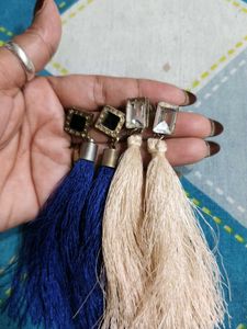 combo set# Chic Tassel Earrings - Blue &amp; Beige