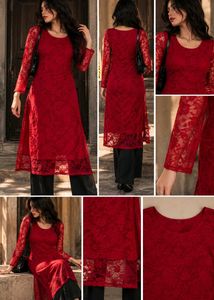 Elegant Red Lace Kurta