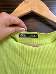 Zara Neon Green Cropped Tank Top