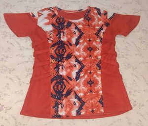 ♥️ Red & white 🤍 Tie-Dye Cold Shoulder Top