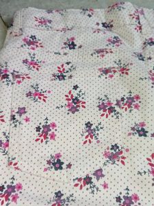 floral pattern white jeans