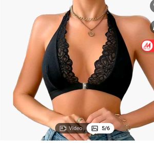 Lace Trim Halter Bralette