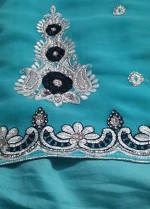 Turquoise Embroidered Saree