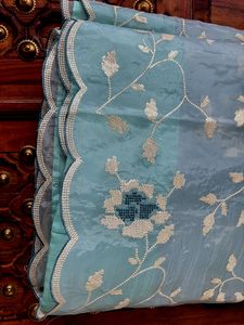 sky blue organza silk new saree