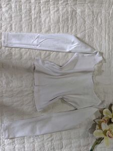 White Lace Trim Long Sleeve Top