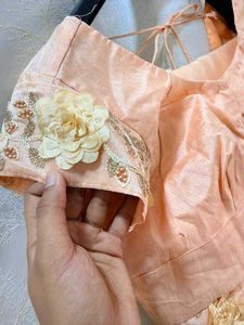 Floral Peach Embroidered Saree