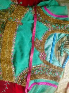 Beautiful Teal &amp; Pink Embellished Gown