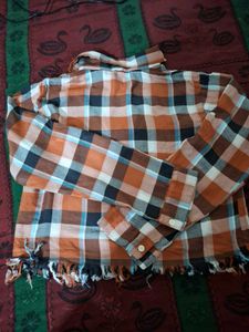 Checked Shirt with Fringed Hem